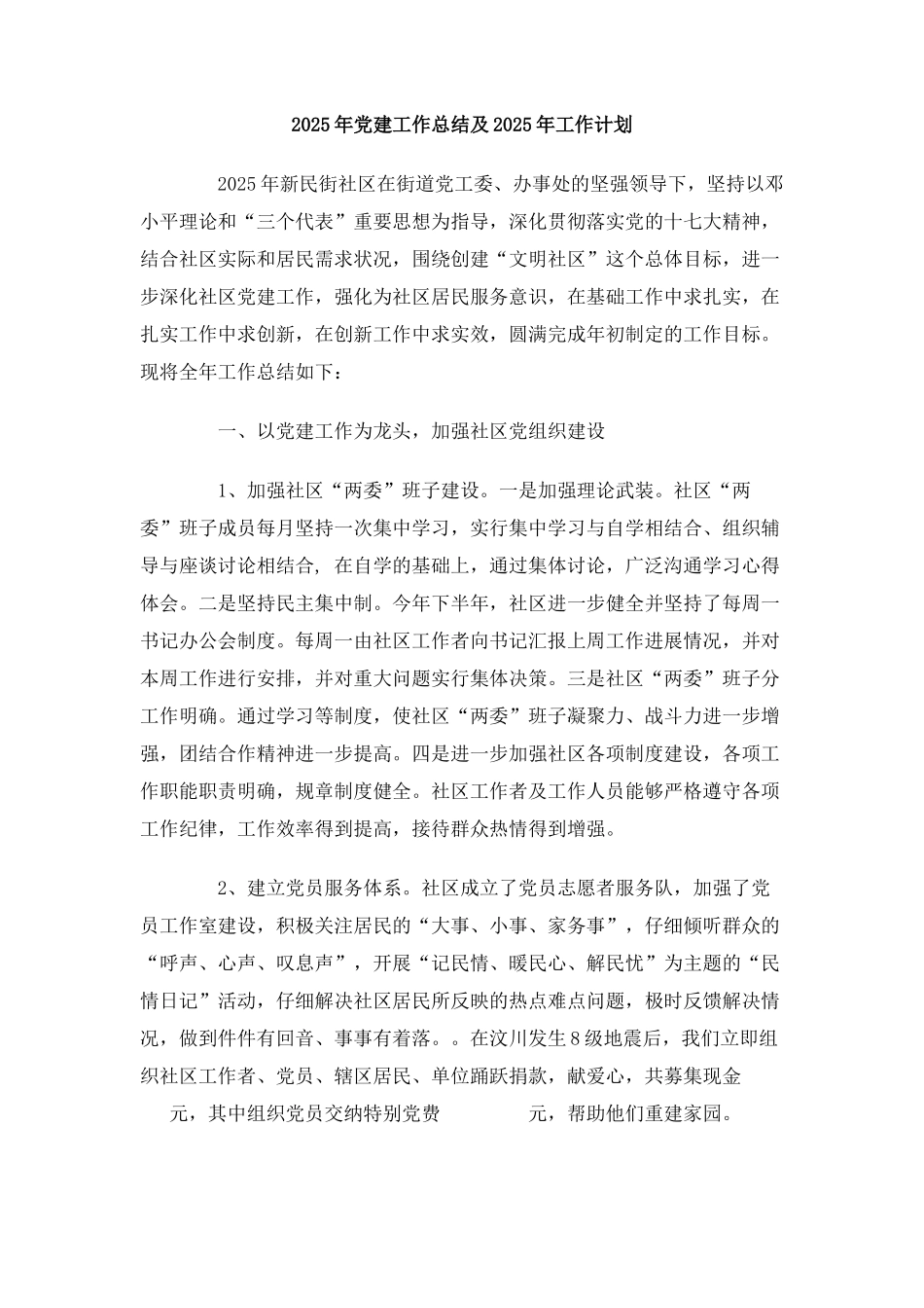 2025年党建工作总结及2010年工作计划_第1页