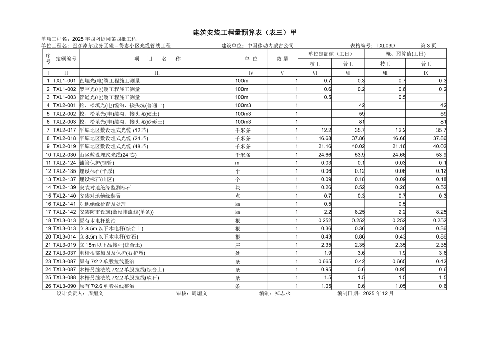 2025年光缆预算模板V107_第3页