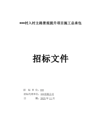 2025年入村主路景观提升工程招标文件
