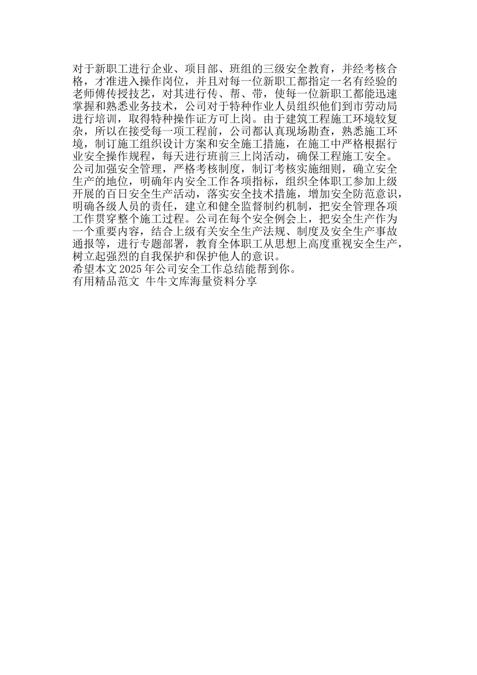 2025年公司安全工作总结-精品范文资料_第2页