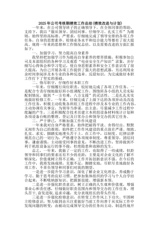 2025年公司考核期绩效工作总结