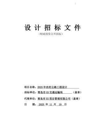 2025年农村公路改建及大中修工程设计招标文件