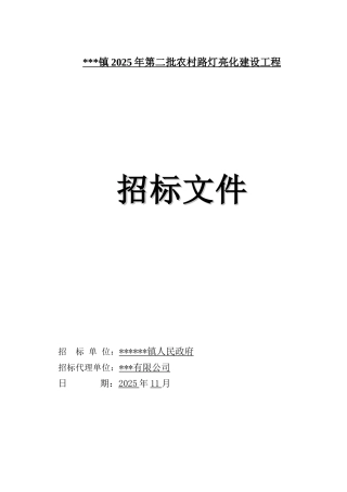 2025年农村路灯亮化建设工程招标文件