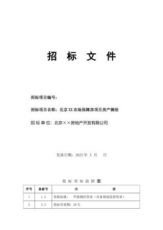 2025年北京某保障房项目测绘招标文件