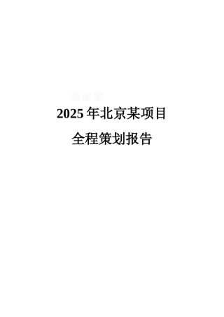 2025年北京某项目全程策划报告
