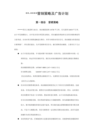 2025年四川某项目营销策略及广告计划