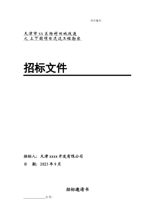 2025年天津村旧城改造还迁工程勘察招标文件