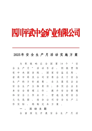 2025年安全生产月活动实施方案