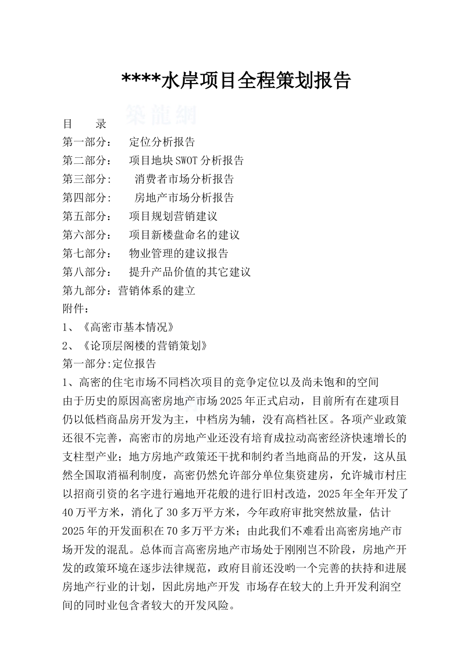 2025年山东高密某项目全程策划报告_第1页