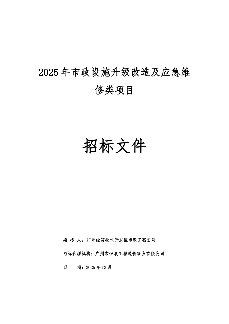 2025年市政设施升级改造及应急维修类项目招标文件_第1页