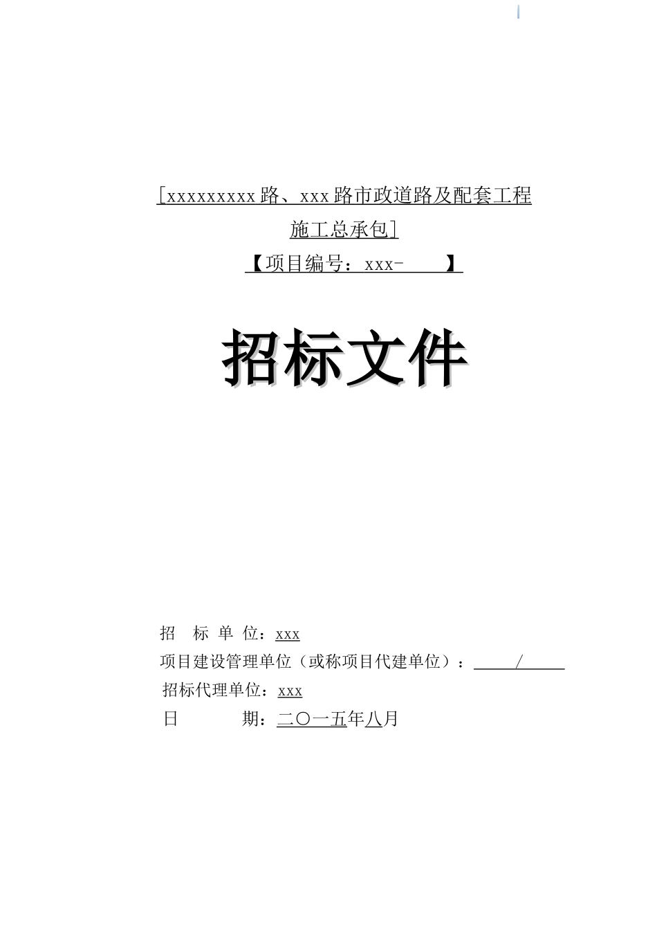 2025年市政道路及配套工程招标文件_第1页