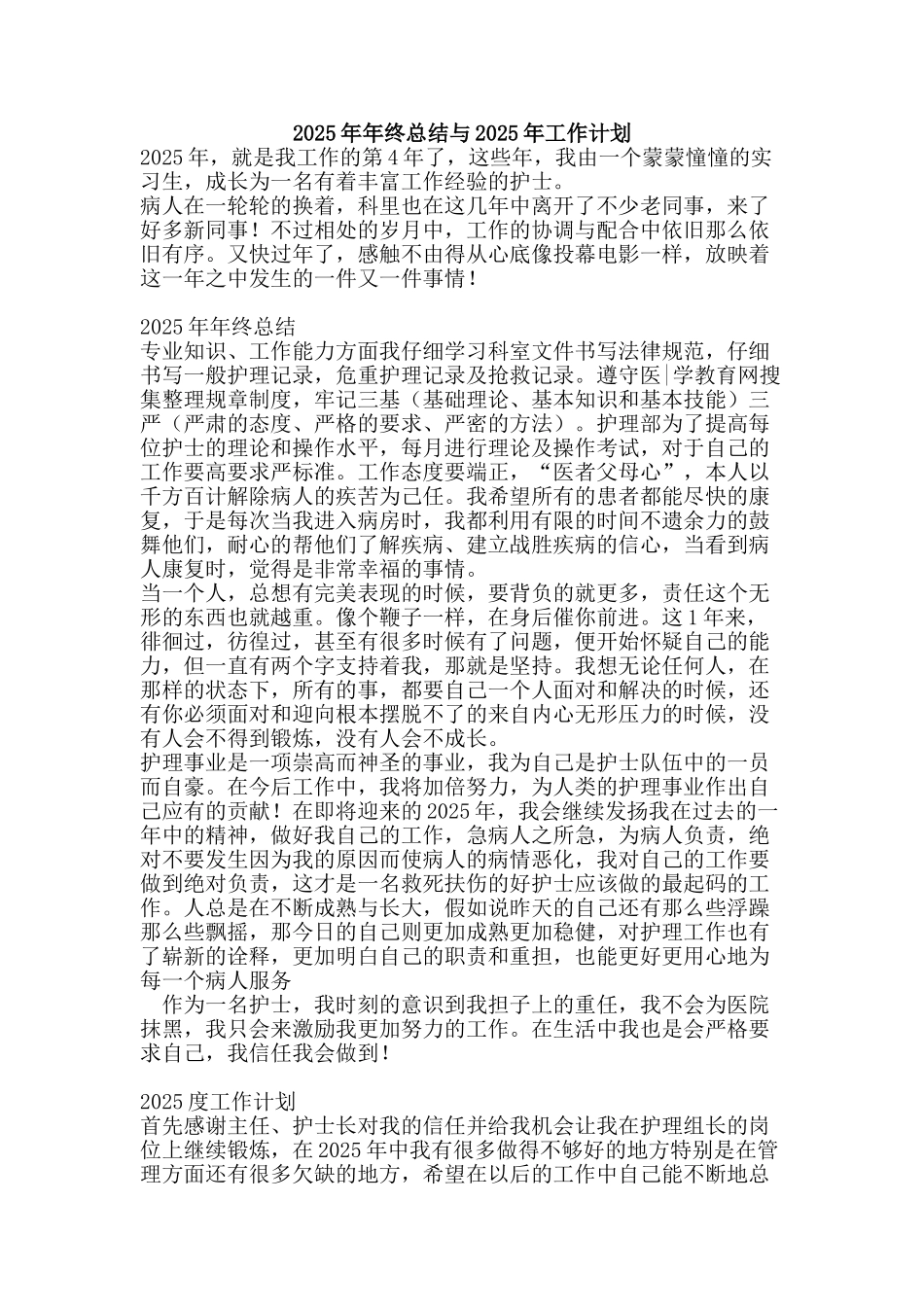 2025年年终总结与2010年工作计划_第1页