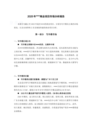 2025年广州某商业地产项目市场分析报告