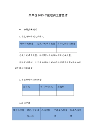 2025年度培训工作总结模板