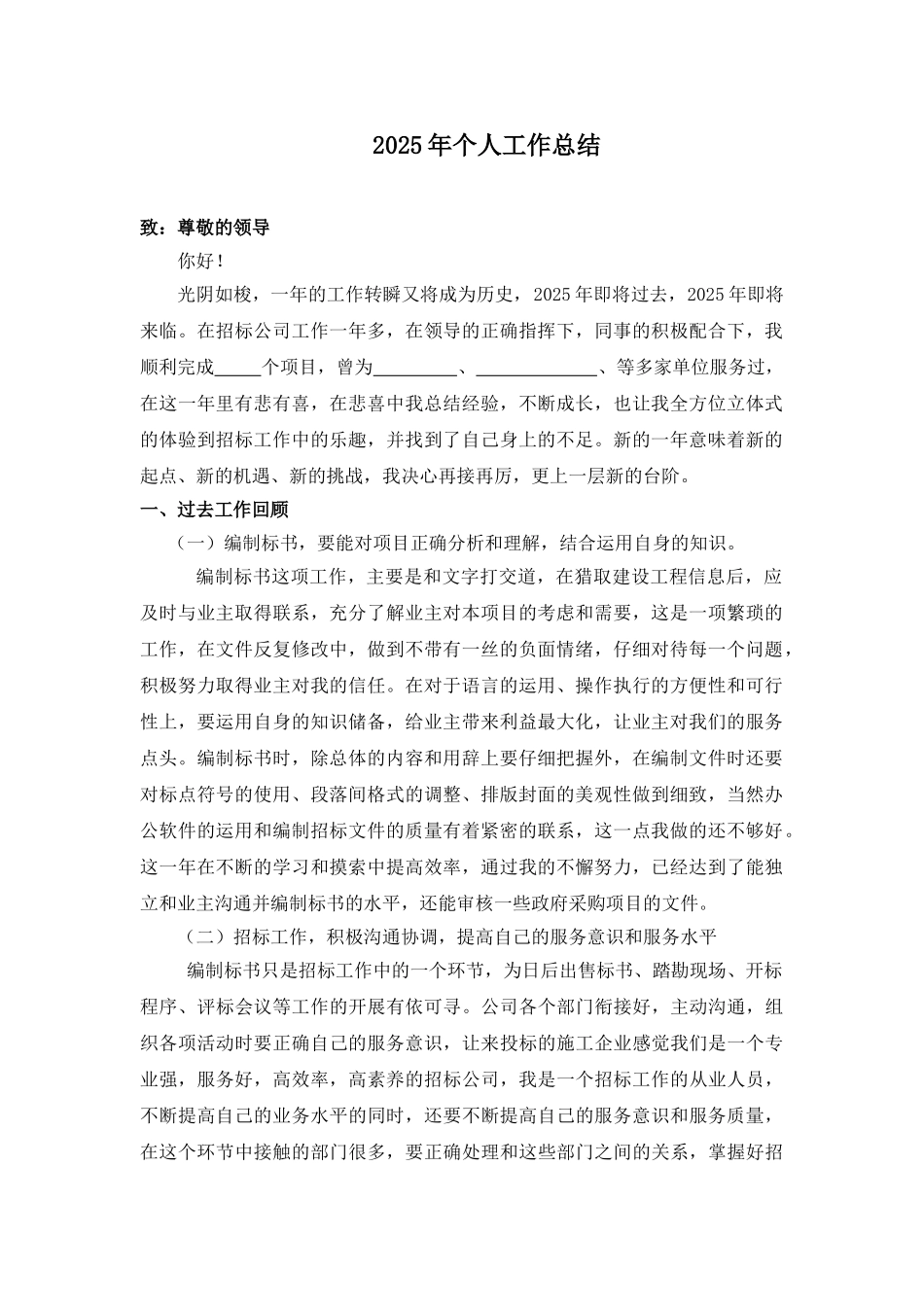 2025年度招标工作个人工作总结_第1页