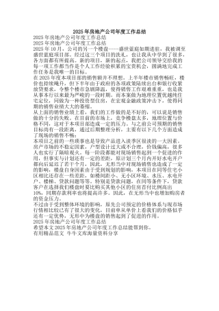 2025年房地产公司年度工作总结-精品范文资料