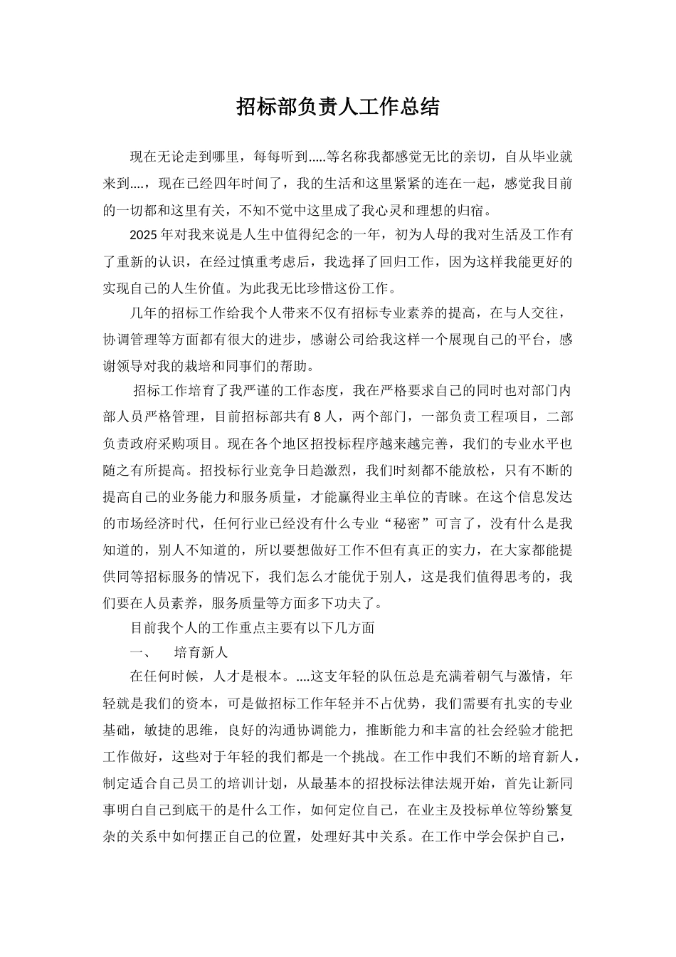 2025年招标部经理工作总结_第1页