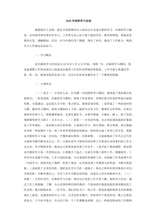 2025年挂职学习总结