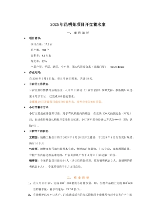 2025年昆明某项目开盘蓄水案