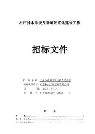 2025年村庄排水系统及巷道硬底化建设工程招标文件