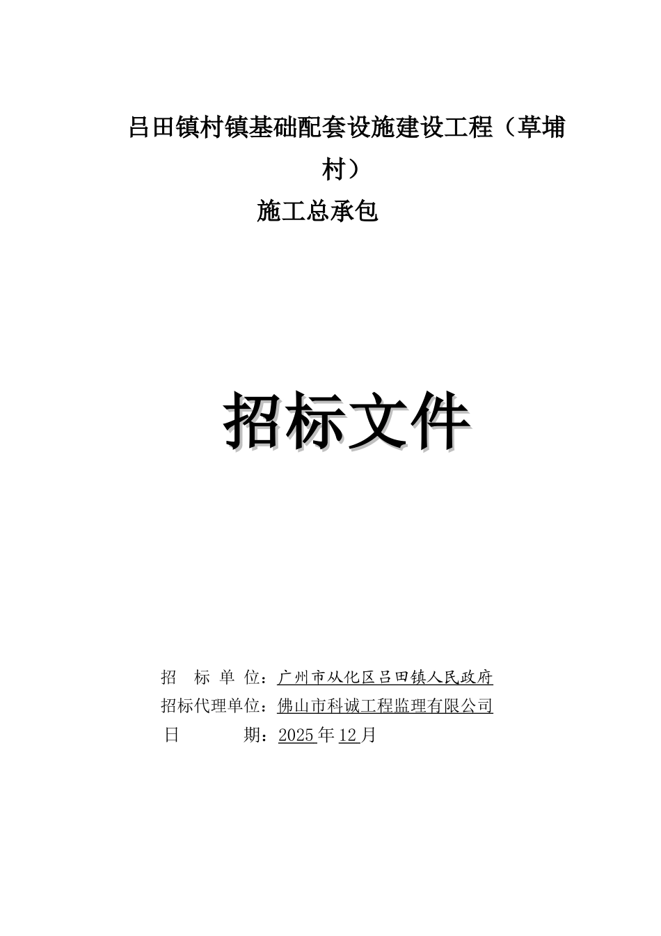 2025年村镇基础配套设施建设工程招标文件_第1页