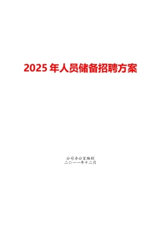2025年某工厂人员储备招聘方案
