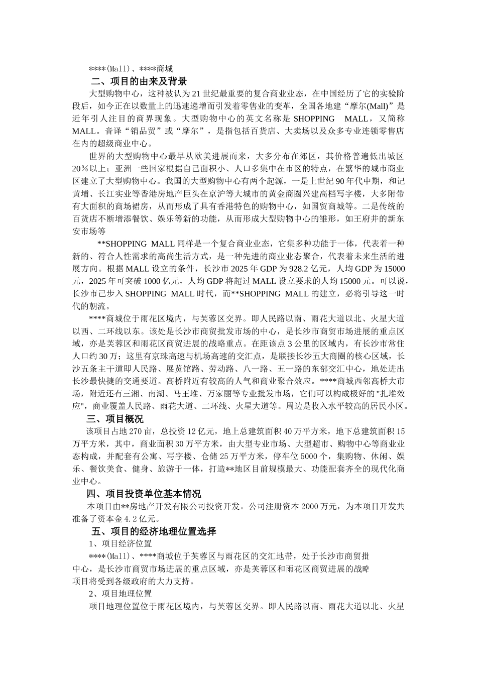 2025年湖南某大型购物中心项目财务分析报告_第2页