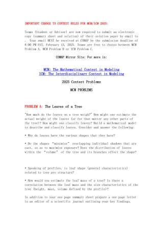 2025年美国国际大学生数学建模竞赛题目+翻译