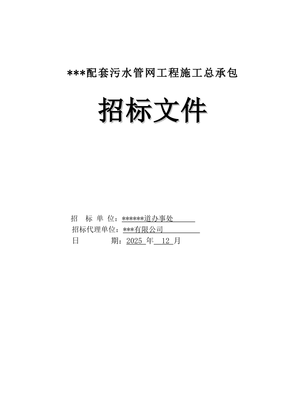 2025年街道配套污水管网工程招标文件_第1页