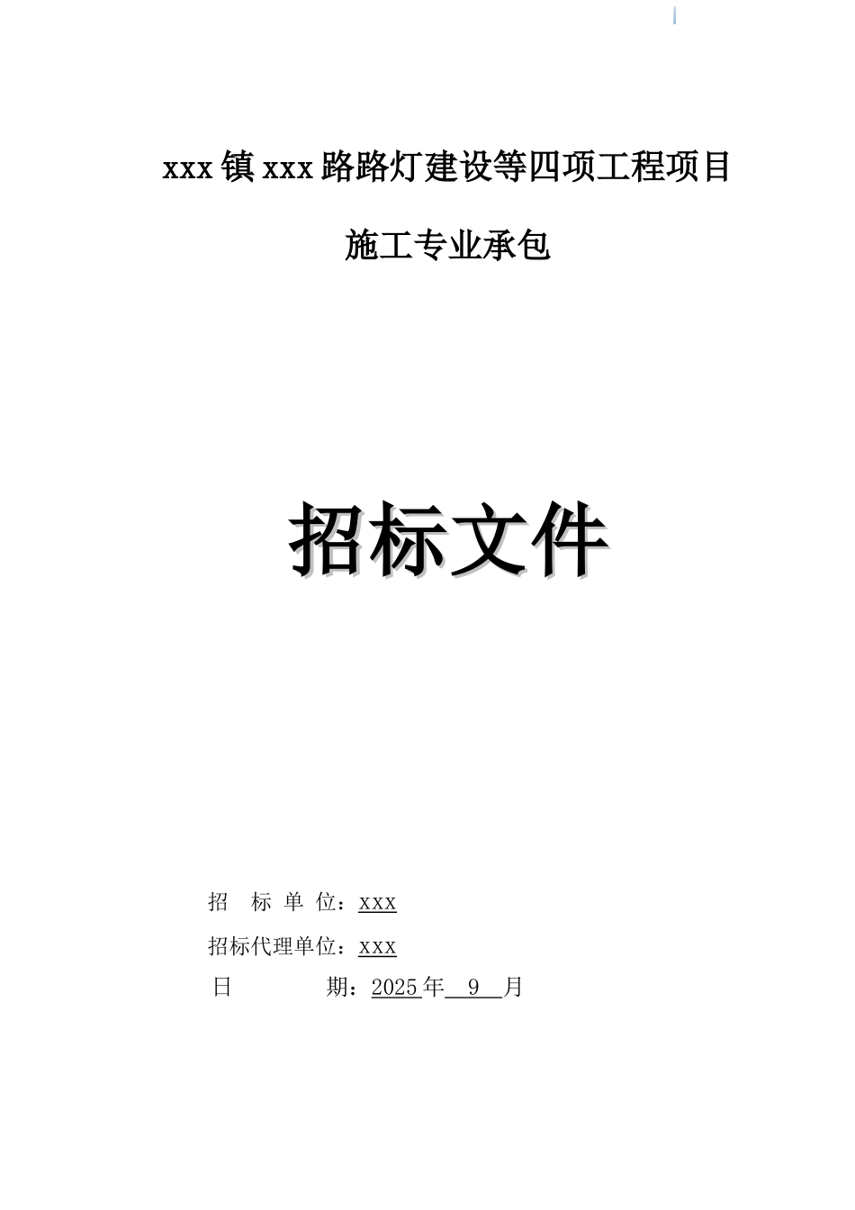 2025年路灯建设工程招标文件_第1页