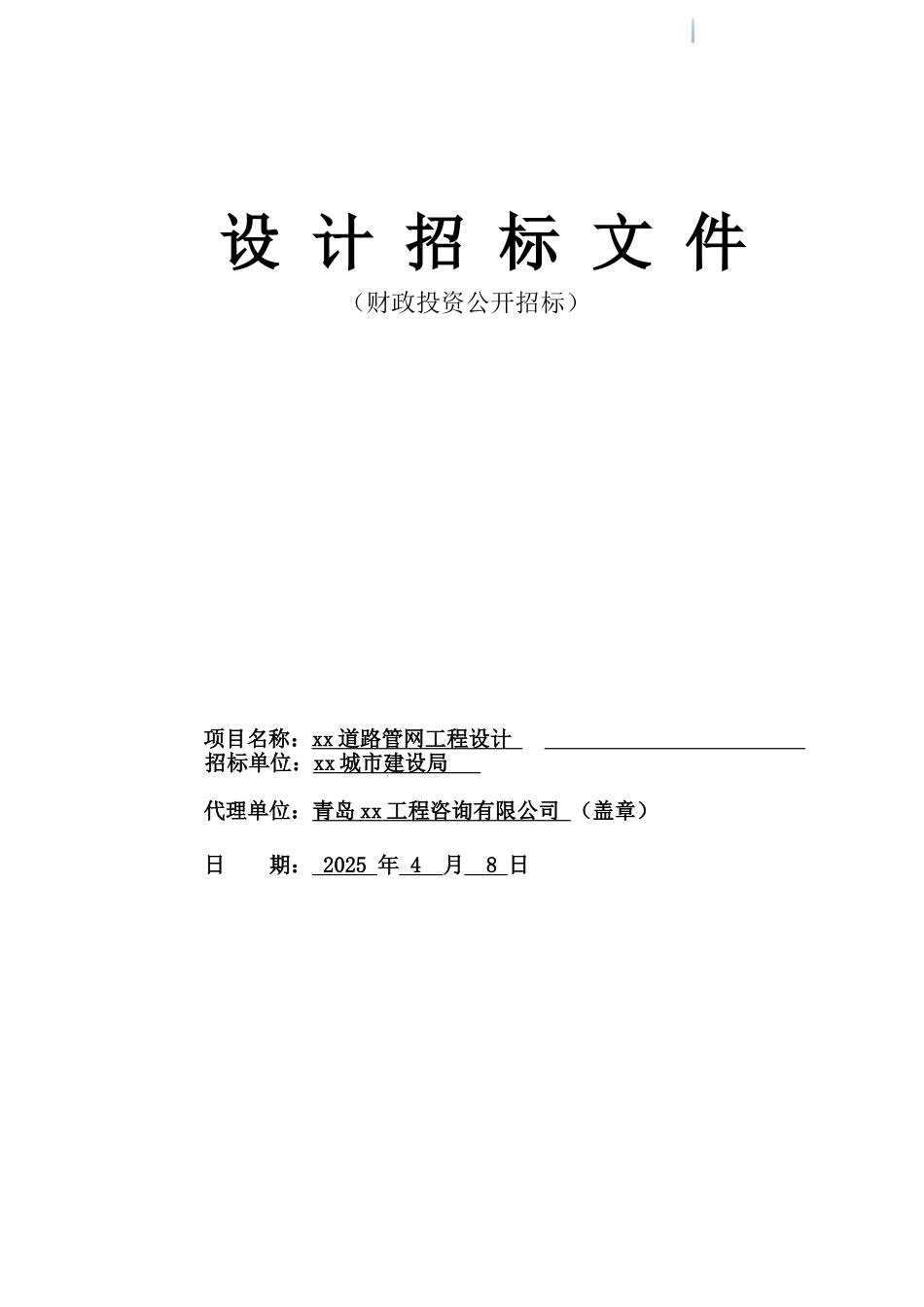 2025年道路管网工程设计招标文件-_第1页