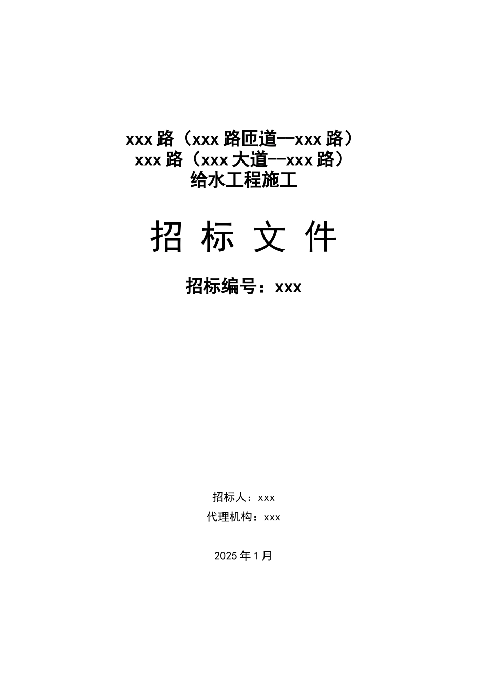 2025年道路给水工程招标文件_第1页