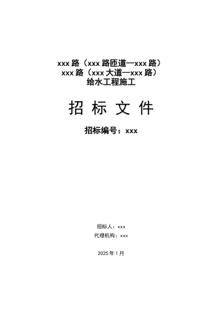 2025年道路给水工程招标文件