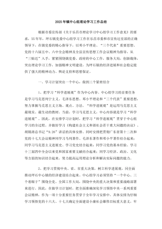 2025年镇中心组理论学习工作总结