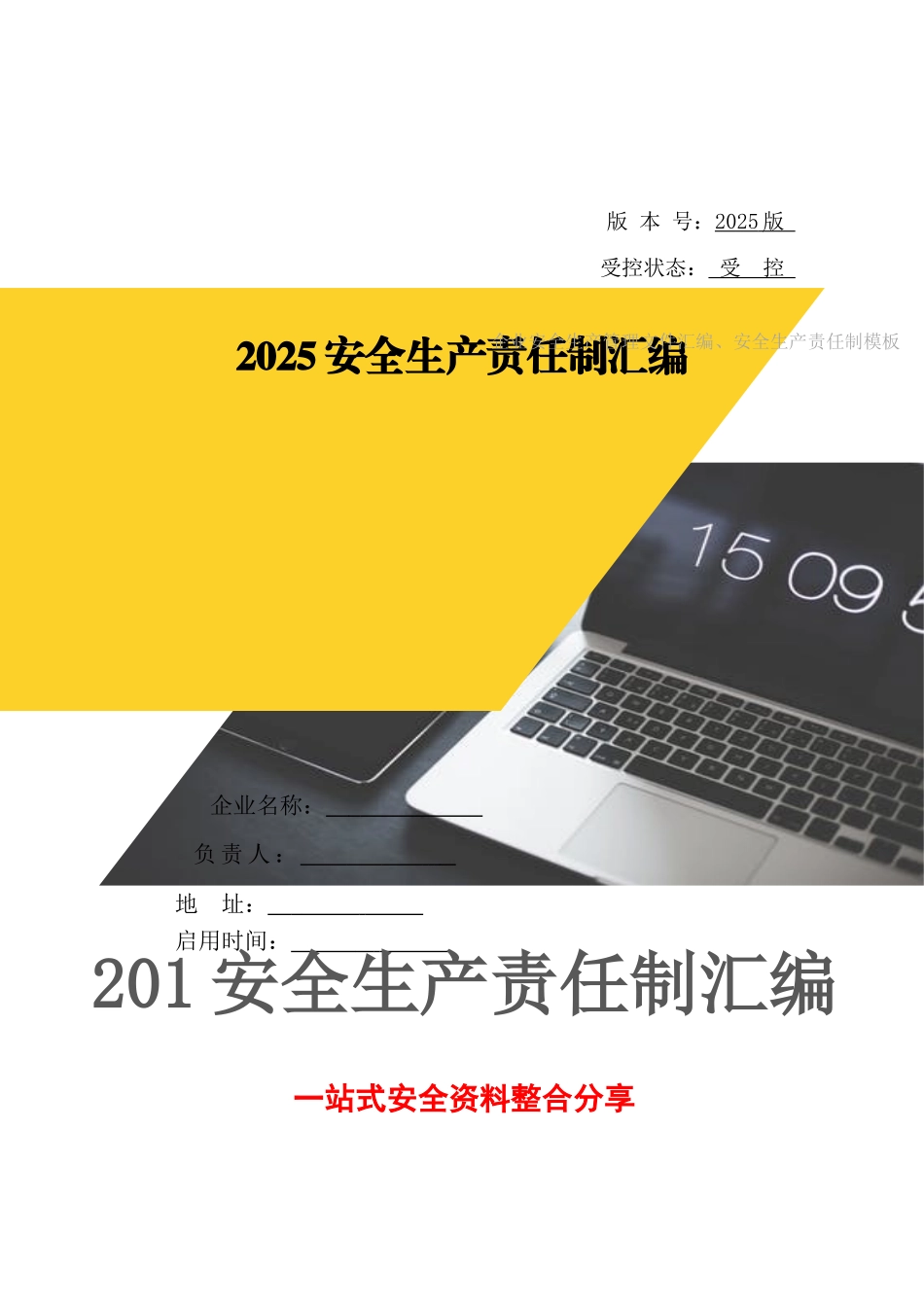 2025版安全生产责任制及安全规章制度汇编_第1页
