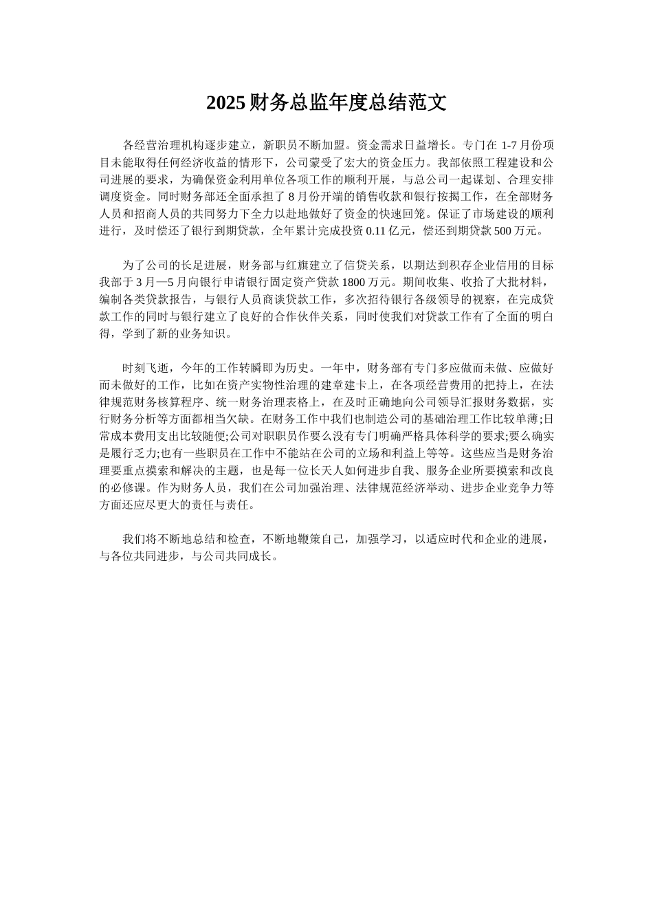 2025财务总监年度总结范文_第1页