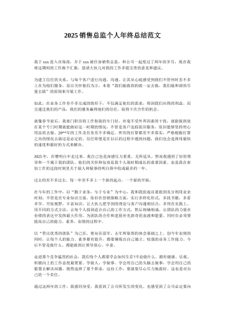 2025销售总监个人年终总结范文