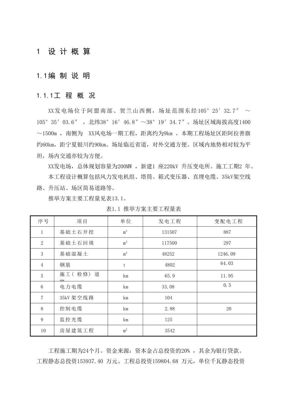 20万千瓦风电场项目建安工程概算书_第3页