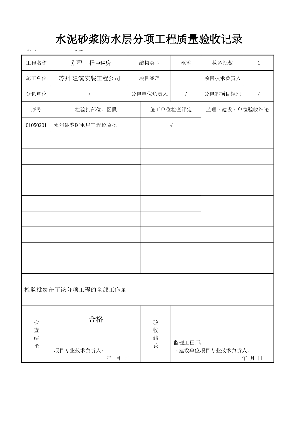 2水泥砂浆防水层分项工程010502_第1页