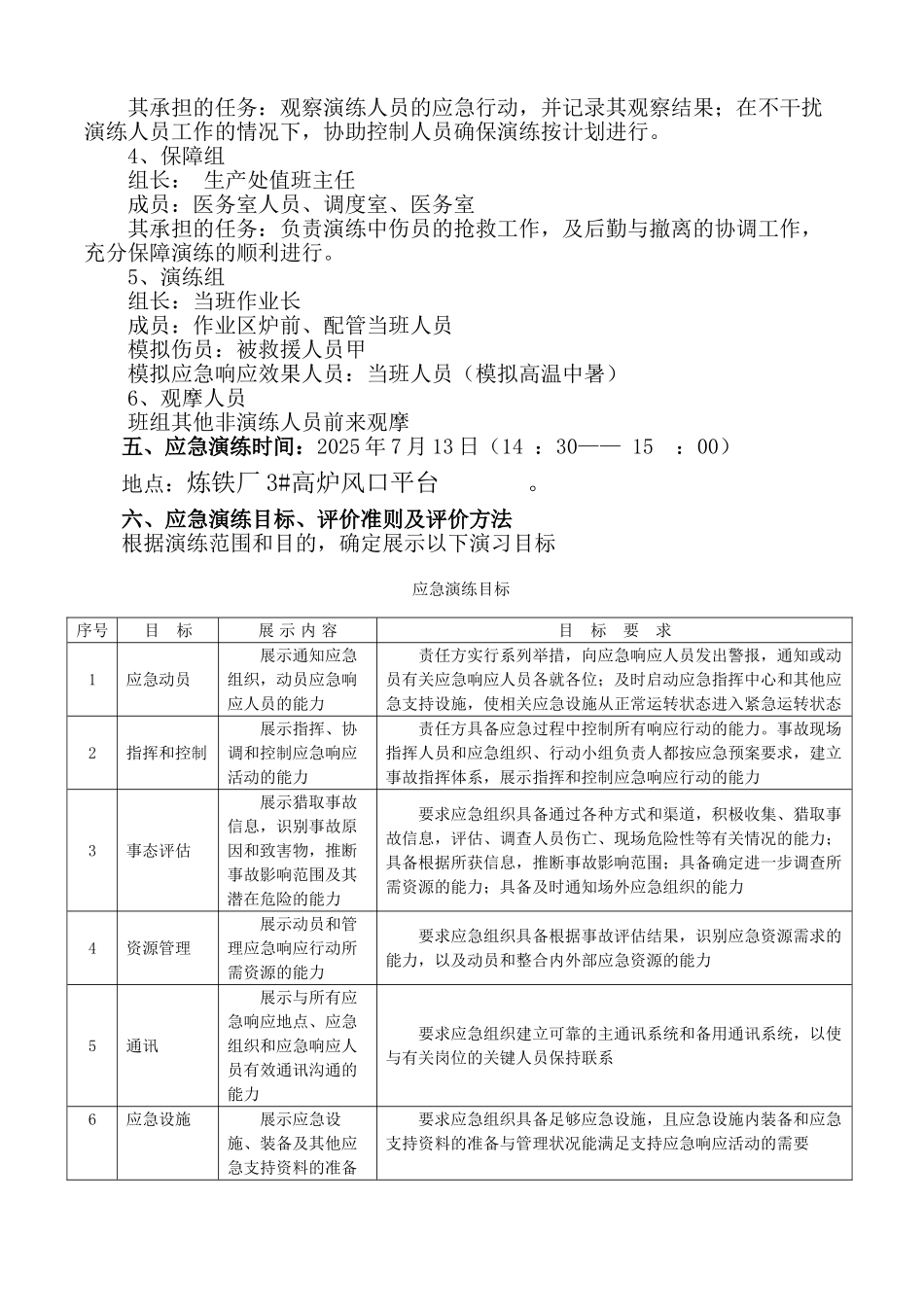 3#高炉应急救援演练方案_第2页