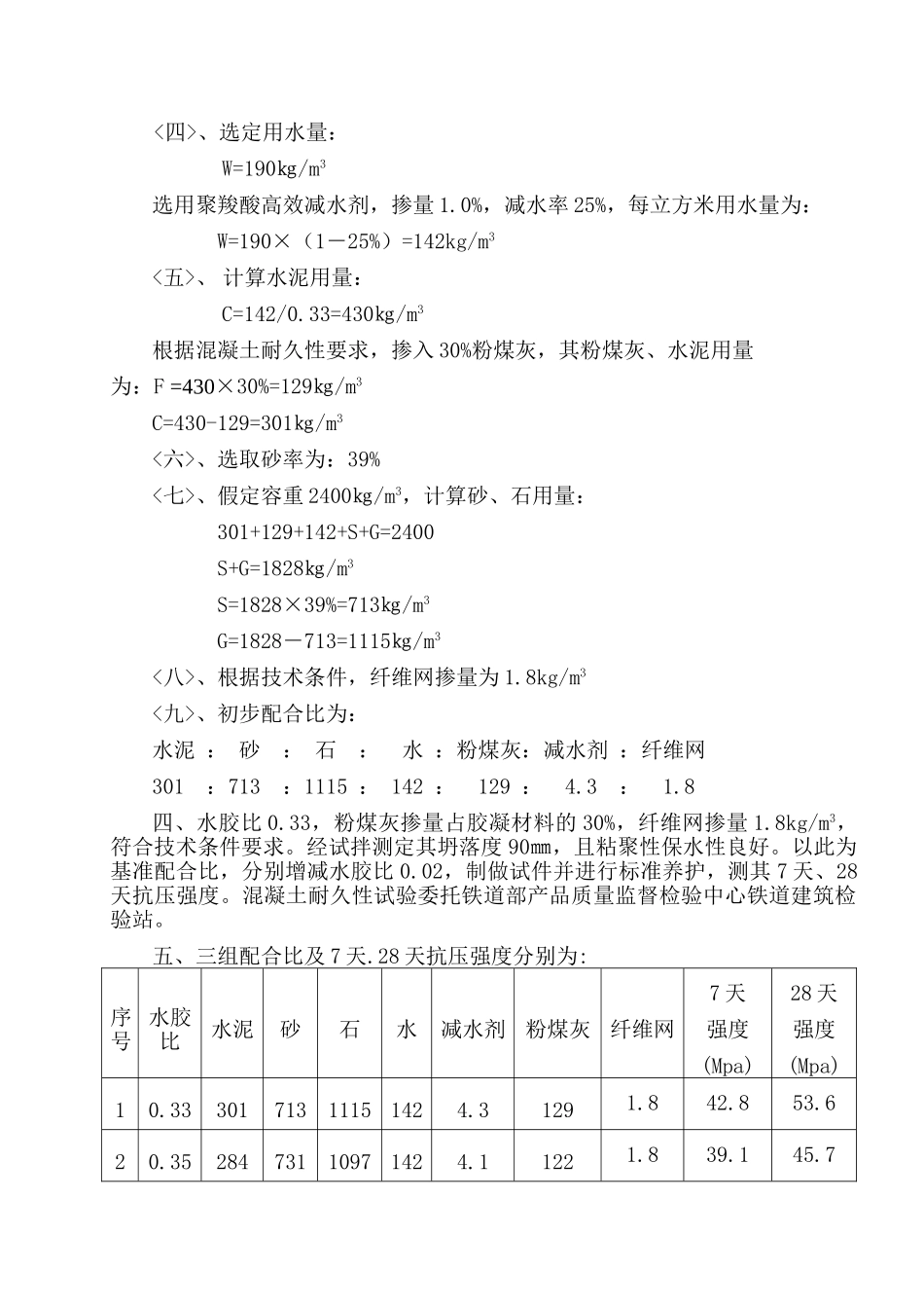 3-C40细石纤维网混凝土配合比设计说明_第2页