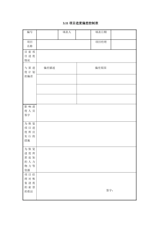 3.11-项目进度偏差控制表