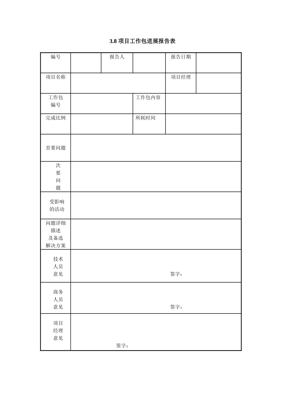 3.8-项目工作包进展报告表_第1页
