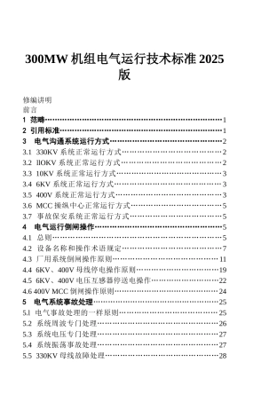 300MW机组电气运行技术标准2025版
