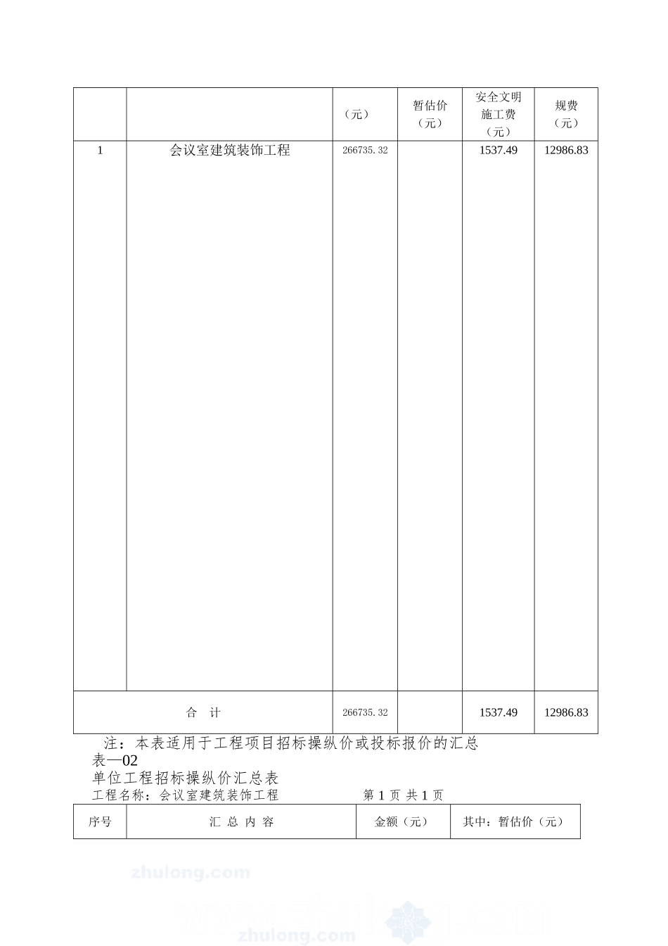 51.56㎡砖混会议室建筑装饰工程招标控制价_第3页