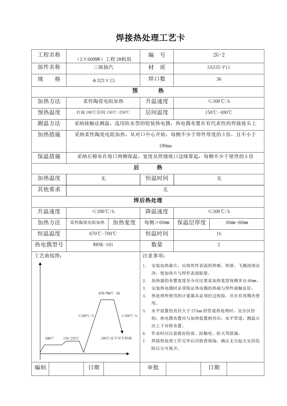 600mw电站管道热处理常用工艺卡_第2页