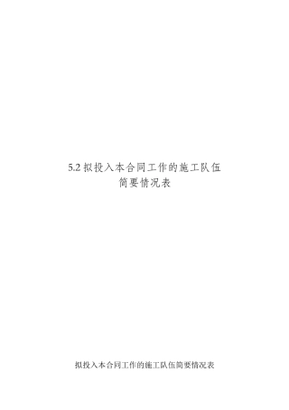 6拟投入本合同工作的施工队伍简要情况表