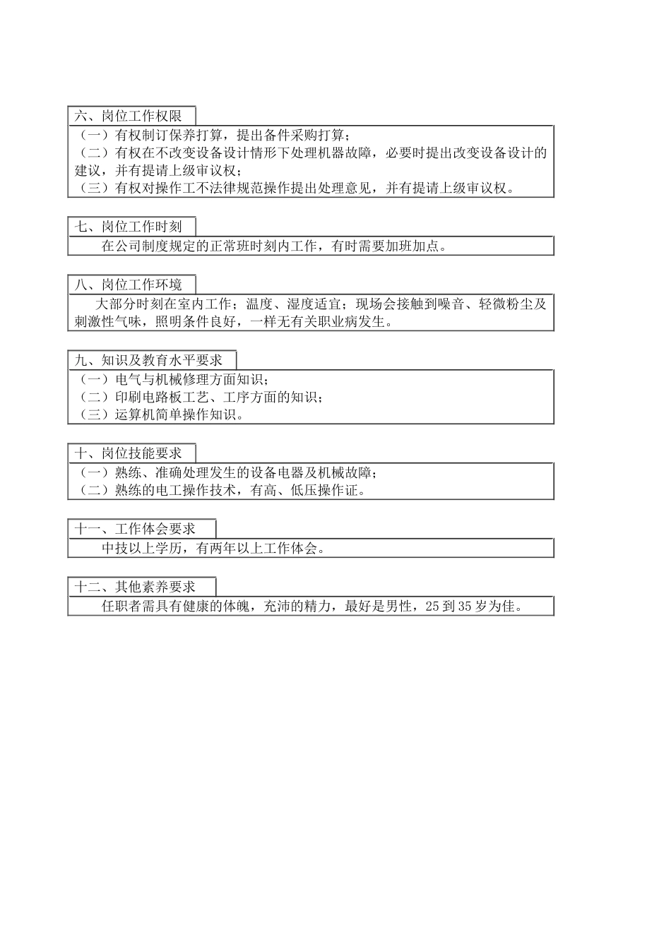 800hr03职位分析--电气维修工_第2页