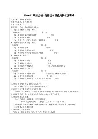 800hr03职位分析--电脑技术服务员职位说明书