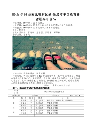 80后与90后的比较和区别-新思考中国教育资源服务平台W